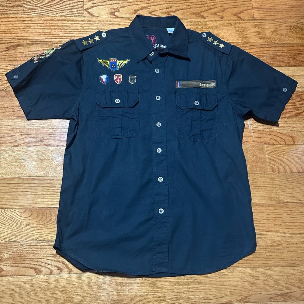 Men's Black Military Style Shirt